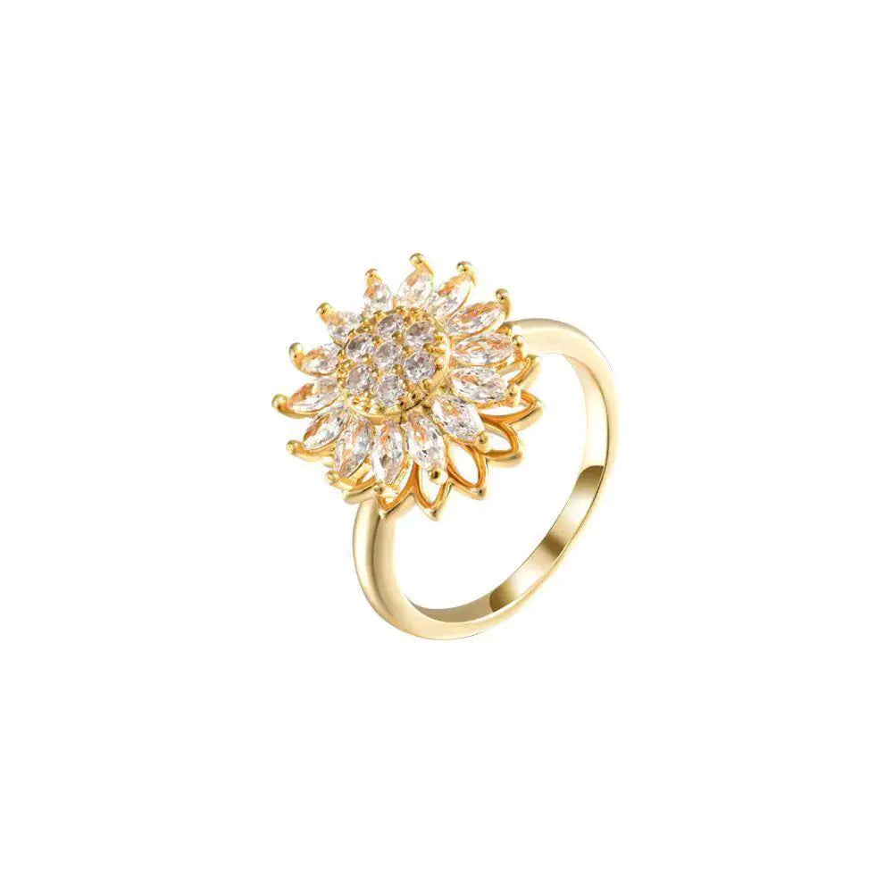Sunflower Rotation Ring for Anxiety Relief
