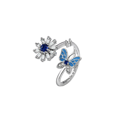 Adjustable Butterfly Snowflake Rotating Ring